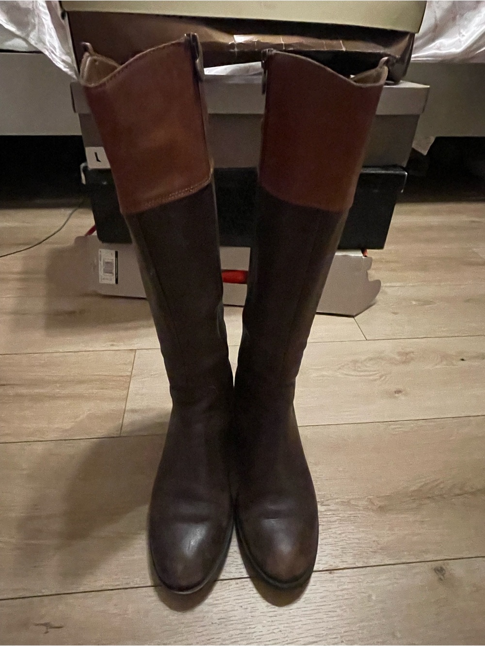 Franco Sarto Two-Tone Brown Over-the-Knee Riding Boots